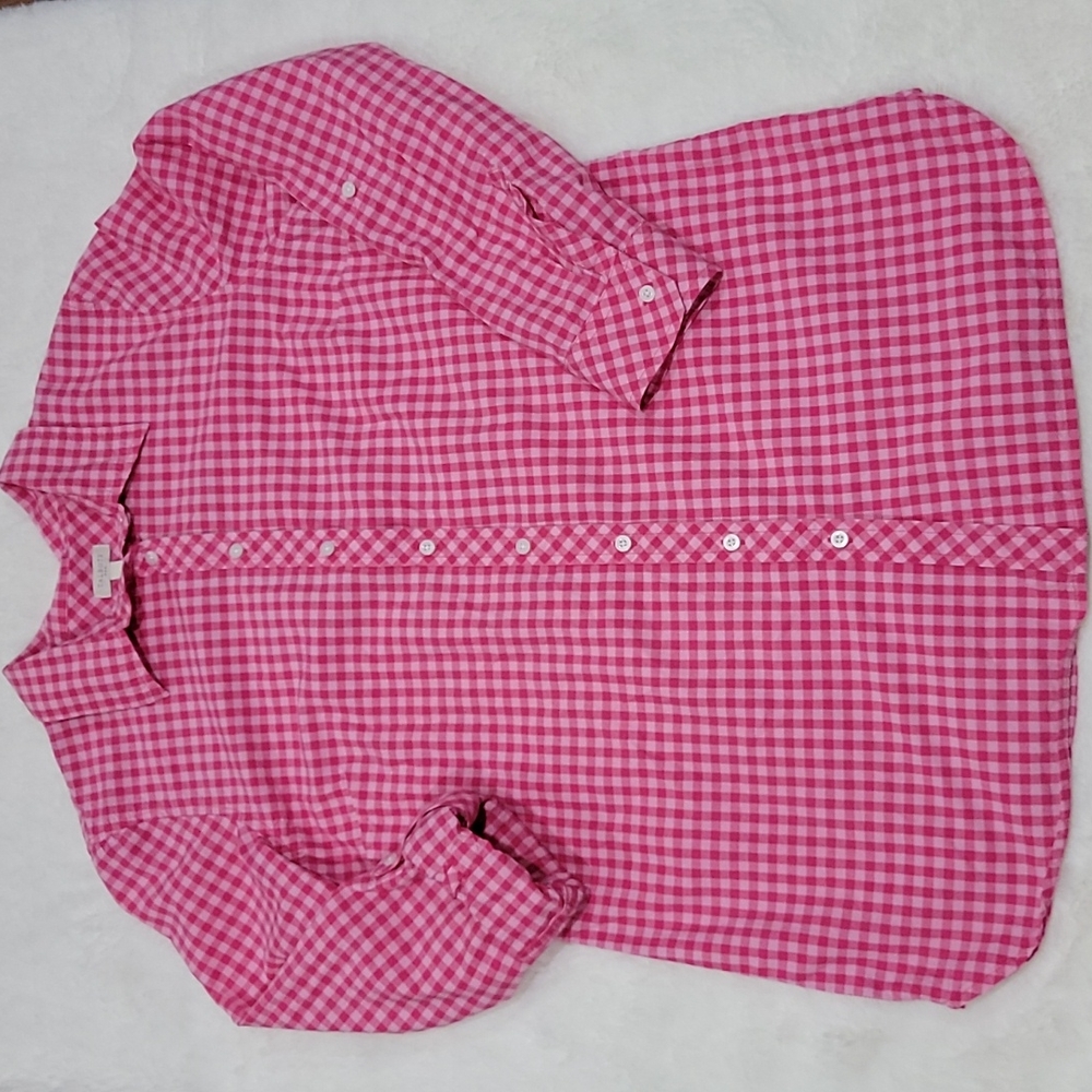 Talbots Pink Gingham Button Down